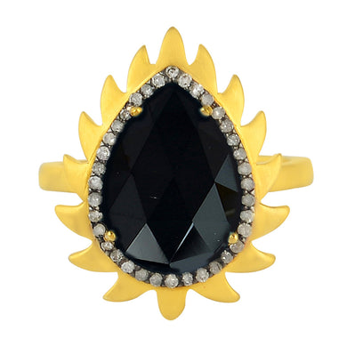 Flame Ring - Black Onyx & Diamonds