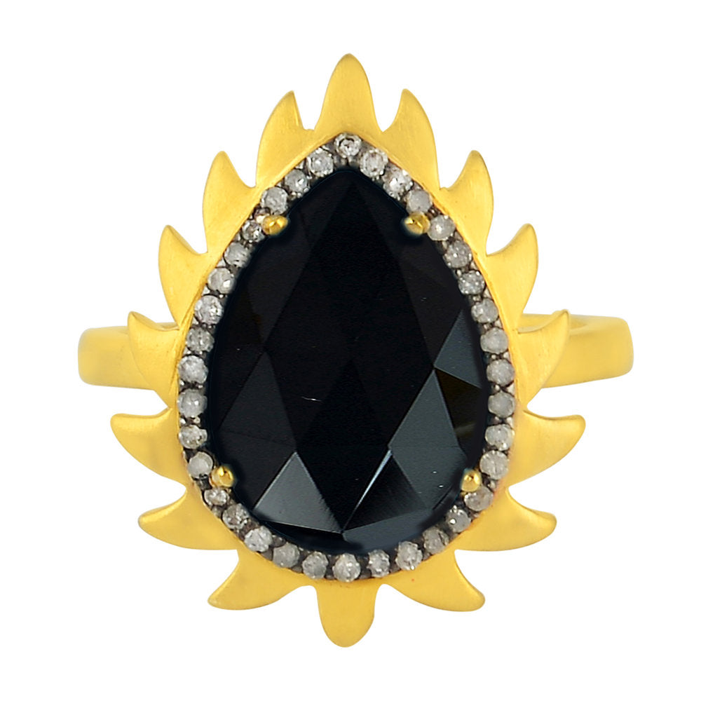 Flame Ring - Black Onyx & Diamonds