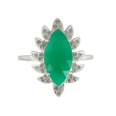 Claw Marquise Green Onyx & Diamonds