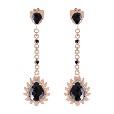 Flame Earrings - Black Onyx & Diamonds
