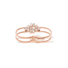 Diamond Rhombus Two-Finger Ring in 18K Rose Gold