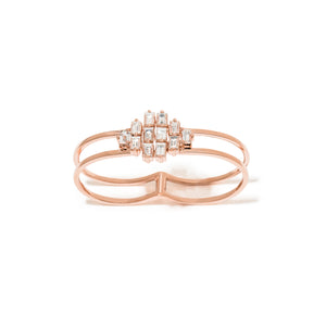 Diamond Rhombus Two-Finger Ring in 18K Rose Gold