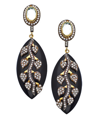 Black Resin Leaf Earrings