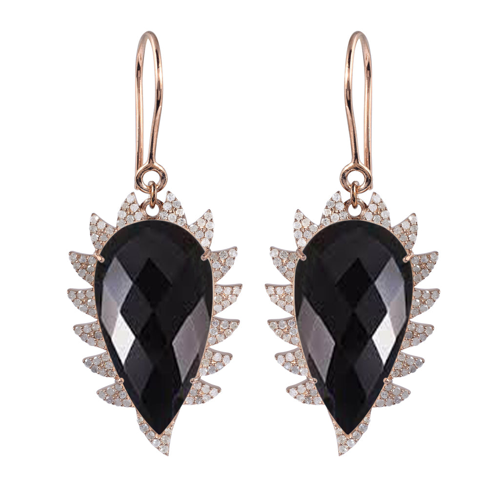 CLAW Drop Earrings - Black Onyx and Diamonds