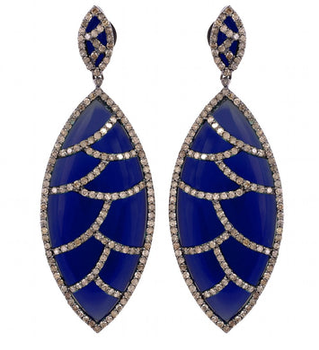 Bora Bora Earrings - Lapis & Diamonds