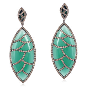 Claw Half Moon Studs - Turquoise & Black Diamonds, MEGHNA JEWELS