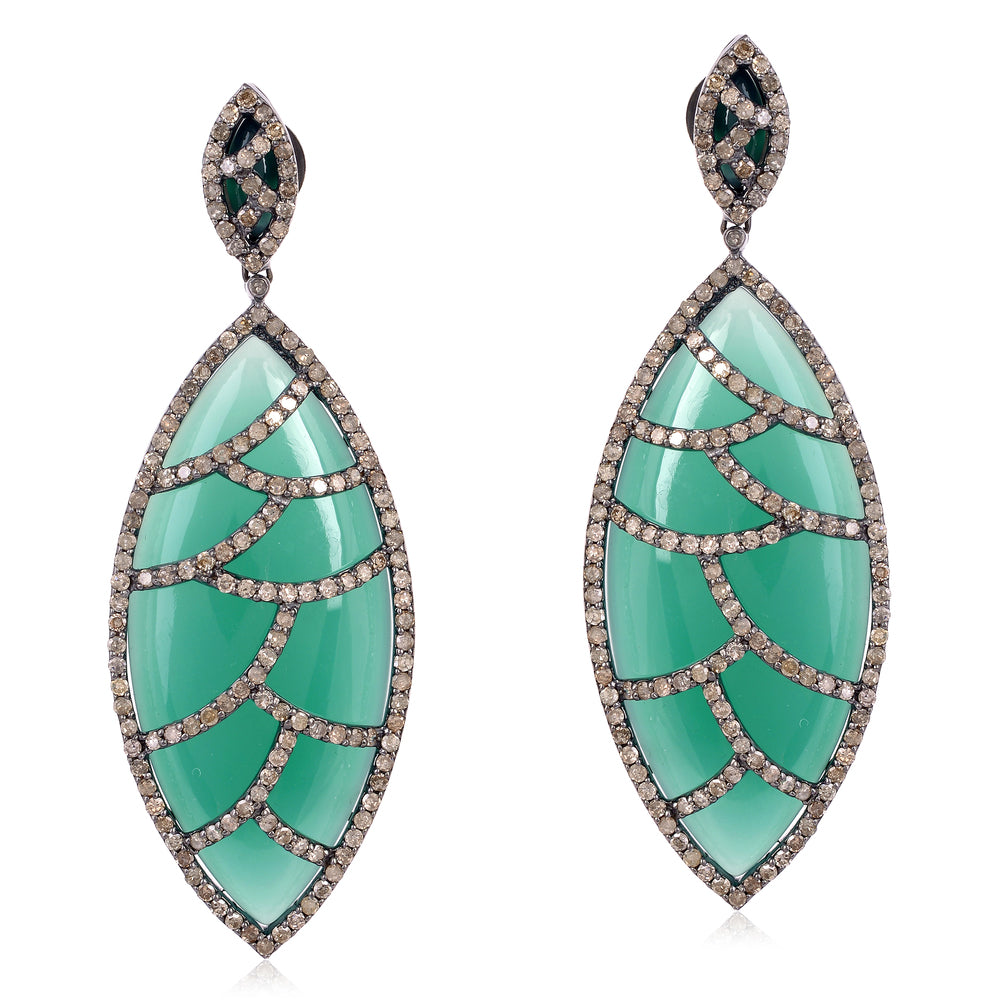 Bora Bora Earrings - Green Onyx & Diamonds