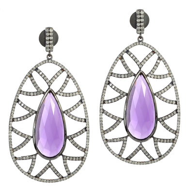 Bora Bora Earrings - Amethyst & Diamonds
