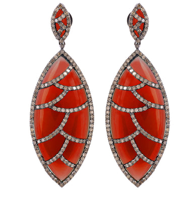 Bora Bora Earrings - Red Onyx & Diamonds