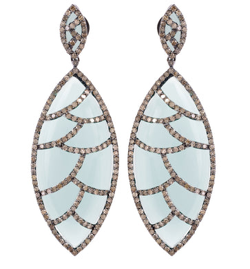 Bora Bora Earrings - White Onyx & Diamonds