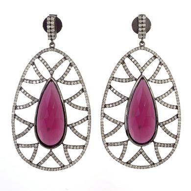 Bora Bora Earrings - Rubelite & Diamonds