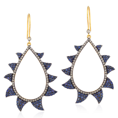 Claw Earrings - Blue Sapphire Negative and Diamonds