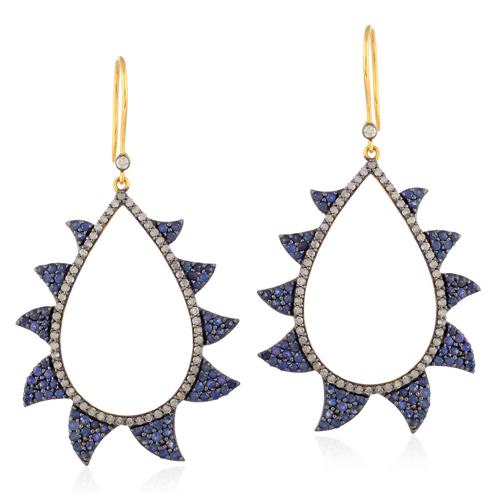 Claw Earrings - Blue Sapphire Negative and Diamonds