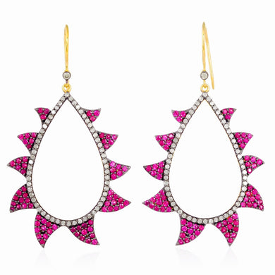 Claw Earrings - Rubies Negative and Diamonds