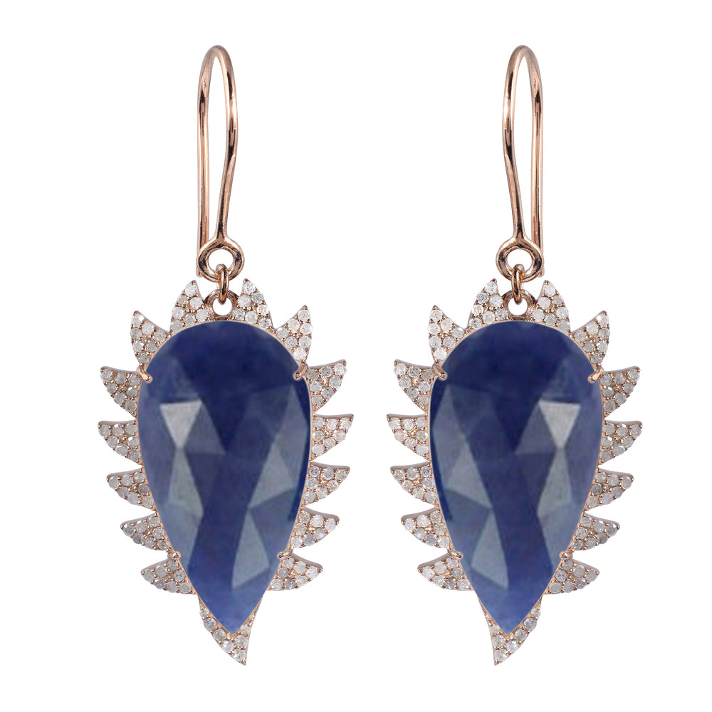 CLAW Drop Earrings - Blue Sapphire and Diamonds