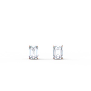 Emerald cut Diamond Stud Earrings