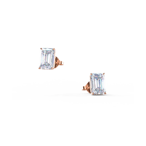Emerald cut Diamond Stud Earrings