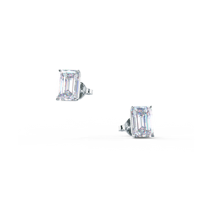 Emerald cut Diamond Stud Earrings