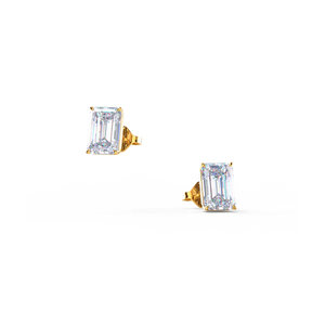 Emerald cut Diamond Stud Earrings