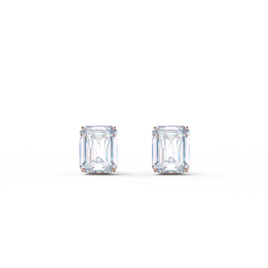 Emerald cut Diamond Stud Earrings