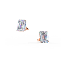 Emerald cut Diamond Stud Earrings