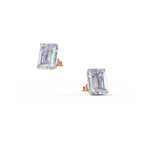 Emerald cut Diamond Stud Earrings