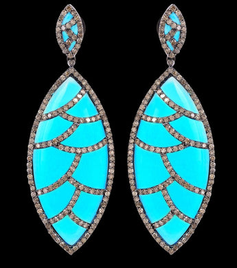 Bora Bora Earrings - Turquoise & Diamonds
