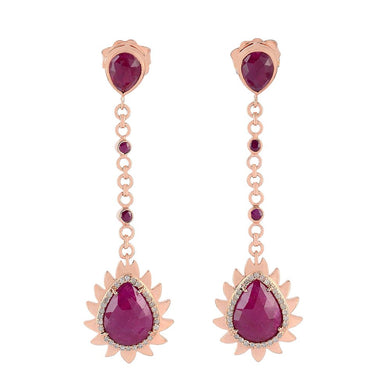 Flame Earrings - Ruby & Diamonds