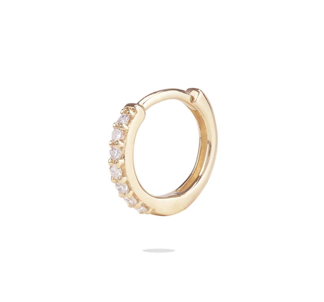 14K Gold Diamond Huggies