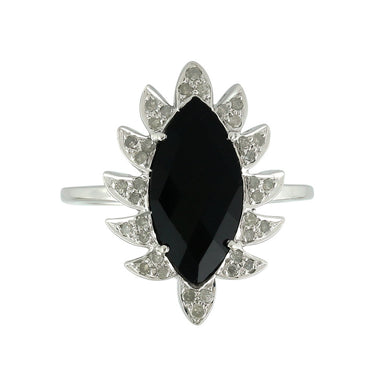 Claw Marquise Black Onyx & Diamonds