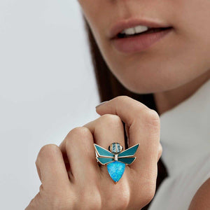 Jitterbug Black Opalescent Ring