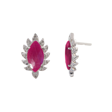 CLAW Mini Stud Earrings - Rubellite and Diamonds