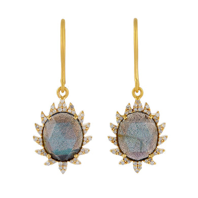 CLAW Drop Earrings - Labradorite and Diamonds