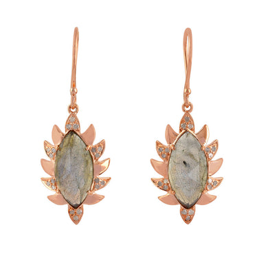 CLAW Single Drop Earrings - Labradorite and Alt Diamonds