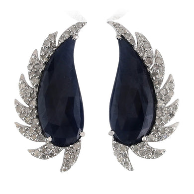 Claw Half Moon Studs - Black Onyx and Diamonds