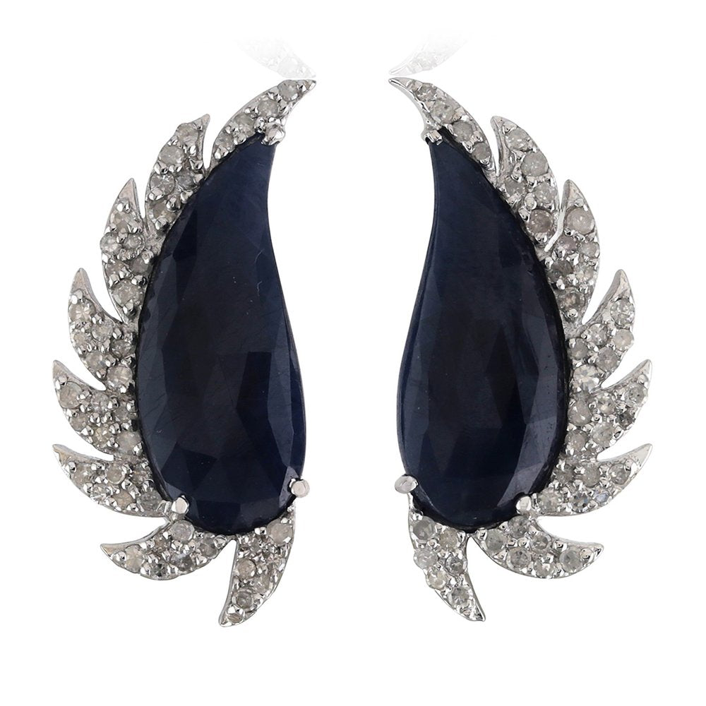 Claw Half Moon Studs - Black Onyx and Diamonds