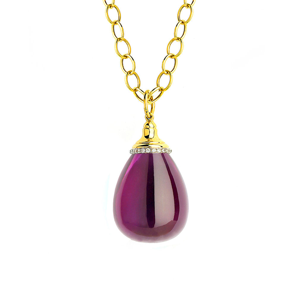 Amethyst & diamond mogul drop pendant