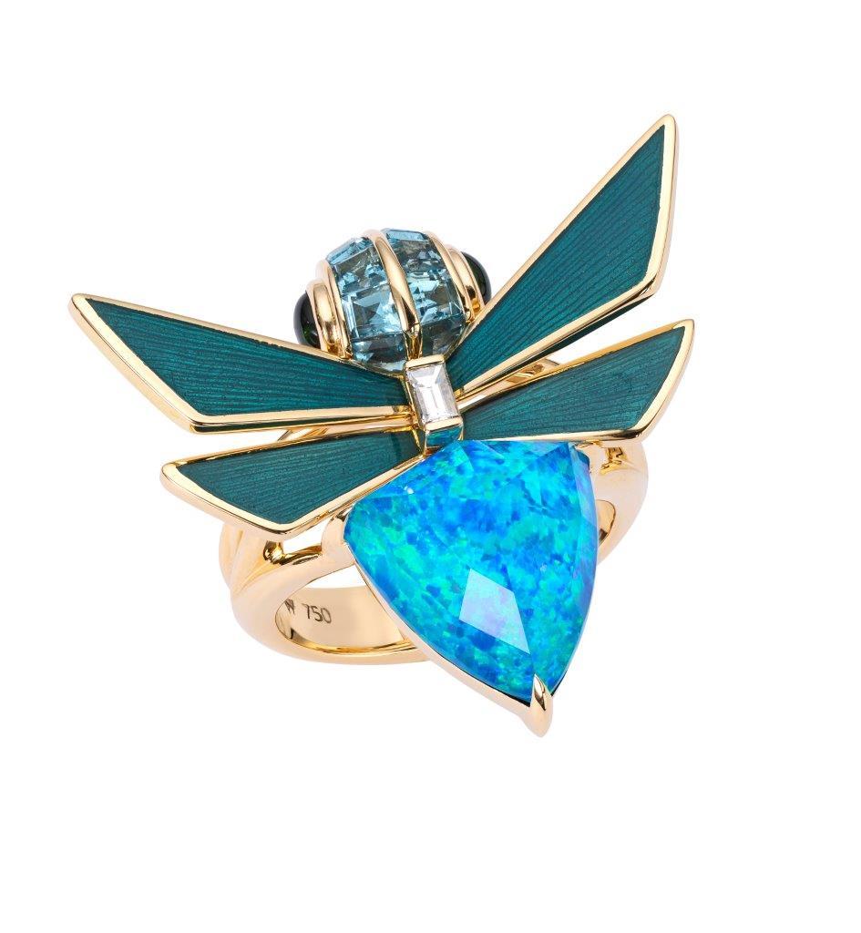 Jitterbug Black Opalescent Ring