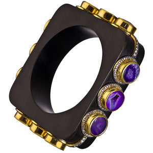 Square Wood druzy cuff