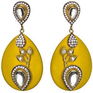 Yellow Resin Leaf Earrings