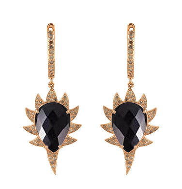 CLAW Single Drop Earrings - Black onyx and Diamonds